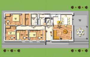 Hédi 120m2 acélszerkezetes ház alaprajz