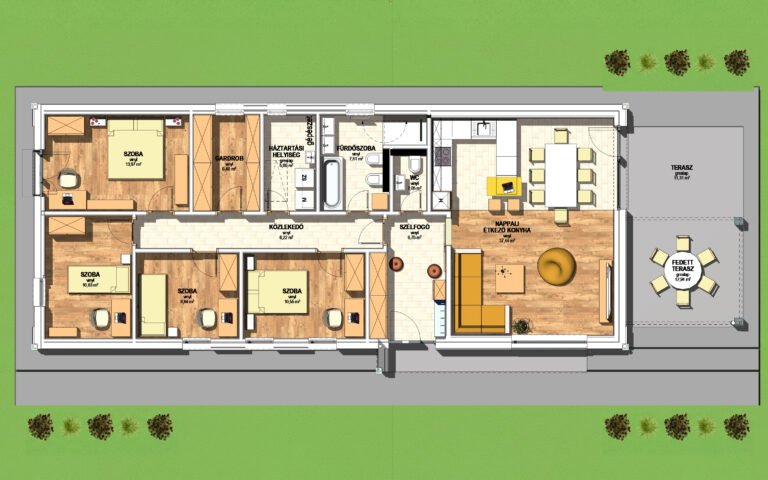 Hédi 120m2 acélszerkezetes ház alaprajz