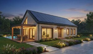 Hédi 120m2 acélszerkezetes ház este